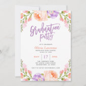 Aquarelle Floral Graduation Party Invitation (Devant)