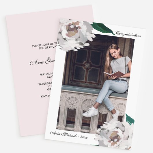 Aquarelle Floral Graduation Party Invitation