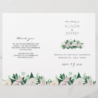 Aquarelle Floral Green Programme de mariage plié