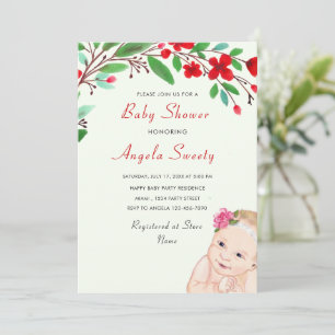 Aquarelle Floral Happy Baby shower Invitation