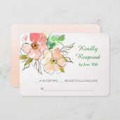 Aquarelle Floral Impression Mariage RSVP (Devant / Derrière)