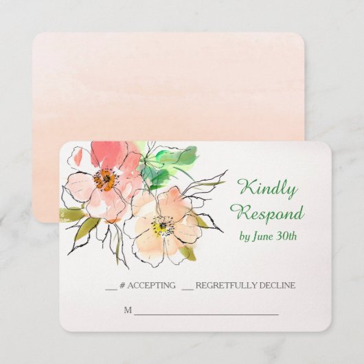 Aquarelle Floral Impression Mariage RSVP (Devant / Derrière)