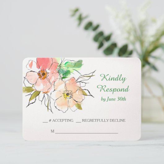 Aquarelle Floral Impression Mariage RSVP (Debout devant)