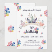 Aquarelle Floral Invitation de fête d'anniversaire (Devant / Derrière)