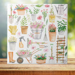 Aquarelle Floral Jardinage Outils Motif<br><div class="desc">Apportez la beauté de la nature avec notre aquarelle Floral Gardening Tools Motif céramique. Une touche d'art de l'illustration plantes en pots de fleurs et ustensiles de plantation pour amoureux de les jardins!</div>