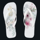 Aquarelle Floral Mariage Flipflops BRIDE Boho<br><div class="desc">Ajoutez le rôle des membres de la fête nuptiale,  les couples mariés nom et date mariage à ces élégantes flipflops de mariage de plage d'été.</div>