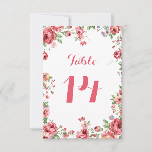 Aquarelle Floral Mariage Numéro de table (Devant)
