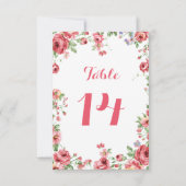 Aquarelle Floral Mariage Numéro de table (Dos)