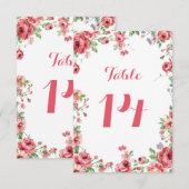 Aquarelle Floral Mariage Numéro de table (Devant / Derrière)