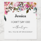 Aquarelle Floral Mariage Vin Étiquette (Étiquettes simples)