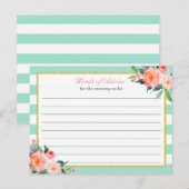 Aquarelle Floral Mint Vert Mots de conseil Carte (Devant / Derrière)