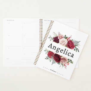 Aquarelle Floral Nom personnalisé Planificateur