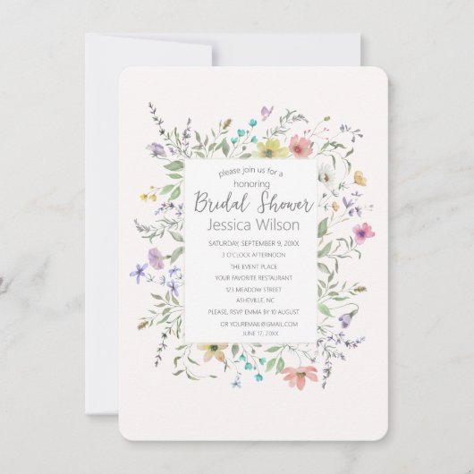 Aquarelle Floral Nuptiale Invitation (Devant)