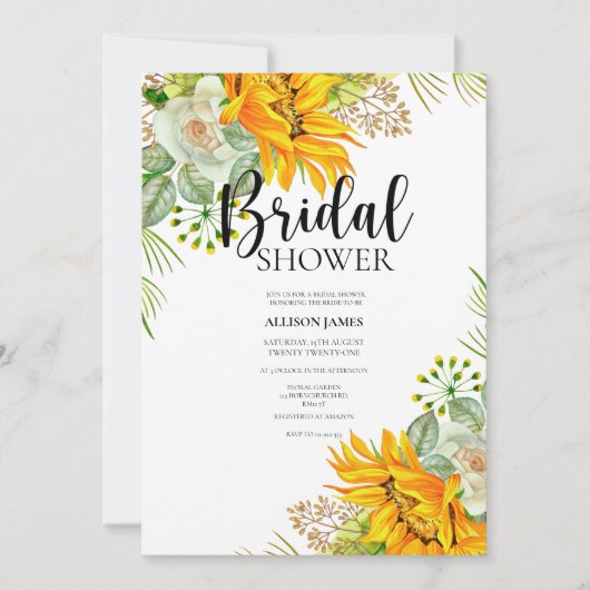Aquarelle Floral Nuptiale Invitation (Devant)