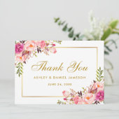 Aquarelle Floral or rose rose Mariage Merci (Debout devant)