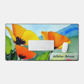 Aquarelle Floral Orange Jaune Californie Poppies (Clavier et souris)