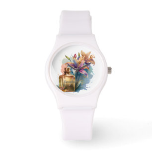 Aquarelle Floral Parfum Bouteille Montre