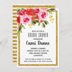 Aquarelle Floral & Parties scintillant Invitations