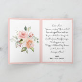 Aquarelle Floral Peach Pink Carte de fête des mère (Intérieur)