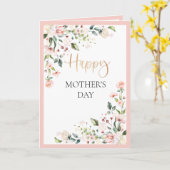 Aquarelle Floral Peach Pink Carte de fête des mère (Fleur jaune)