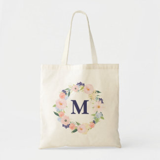 Aquarelle Floral Personnalisé Monogramme Sac en to