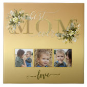 Aquarelle Floral Photo Collage Maman Carreau (Devant)