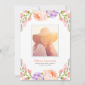 Aquarelle Floral Photo Graduation Party Invitation (Devant)