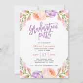 Aquarelle Floral Photo Graduation Party Invitation (Dos)
