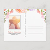 Aquarelle Floral Photo Graduation Party Invitation (Dos)