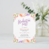 Aquarelle Floral Photo Graduation Party Invitation (Debout devant)