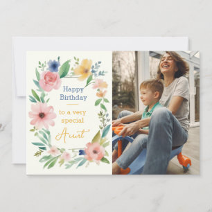 Aquarelle Floral Photo personnalisée Carte Anniver