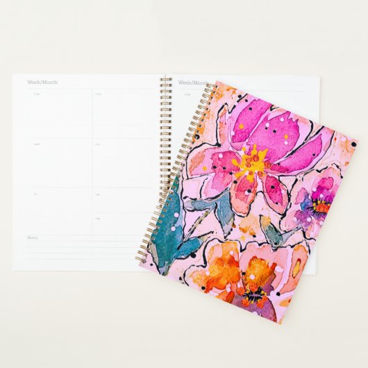 Aquarelle Floral Planner (Devant avec enveloppe)