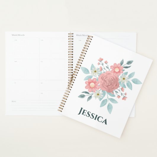 Aquarelle Floral Planner (Devant avec enveloppe)