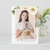 Aquarelle Floral Premier Carte de remerciements Co (Debout devant)