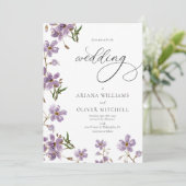 Aquarelle Floral Purple Faire-part de mariage (Debout devant)