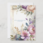 Aquarelle Floral Purple Faire-part de mariage rose (Dos)