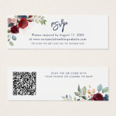 Aquarelle Floral QR Code Script Mariage Carte RSVP (Devant & derrière)