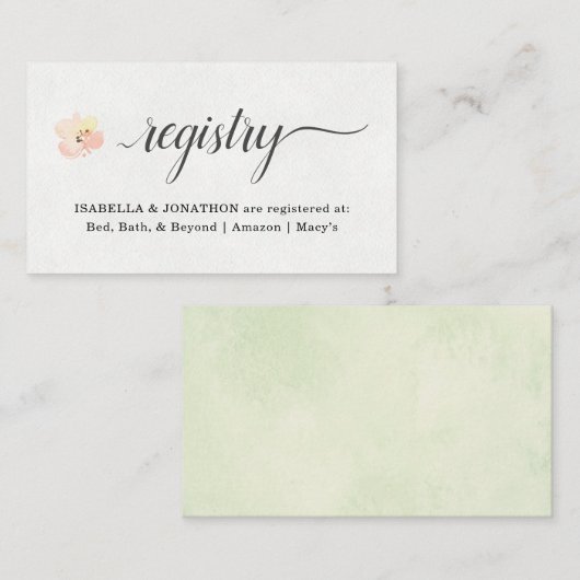 Aquarelle Floral Registry Insert for Invitation (Devant / Derrière)