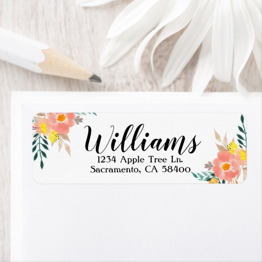 Aquarelle Floral Retourner l'adresse Étiquettes (En situation)
