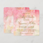 Aquarelle Floral rose Baby shower or Invitation (Devant / Derrière)