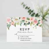 Aquarelle Floral rose blanc Mariage RSVP (Debout devant)