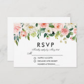 Aquarelle Floral rose blanc Mariage RSVP (Devant / Derrière)
