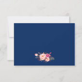 Aquarelle Floral Rose Bleu Grilles Mariage RSVP (Dos)