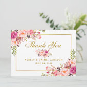 Aquarelle Floral Rose Blush Gold Mariage Merci (Debout devant)