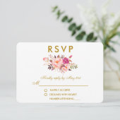 Aquarelle Floral Rose Blush Gold Wedding RSVP (Debout devant)