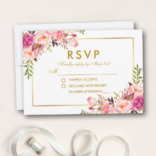 Aquarelle Floral Rose Blush or Mariage RSVP