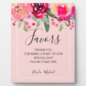 Aquarelle Floral Rose Faveurs Signale Plaque (Devant)