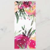 Aquarelle Floral rose Mariage Menu (Dos)