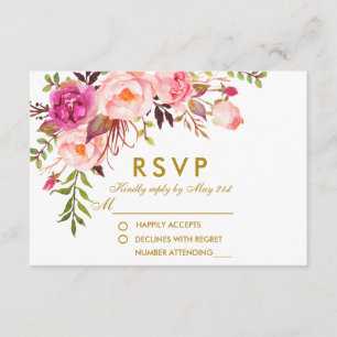 Aquarelle Floral Rose or Mariage RSVP