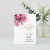 Aquarelle Floral Rose Premier Invitation de commun (Debout devant)